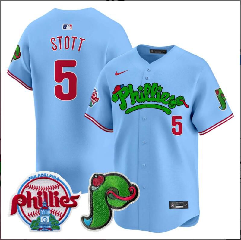 Men Philadelphia Phillies #5 Stott blue Limited 2024 MLB Nike jersey